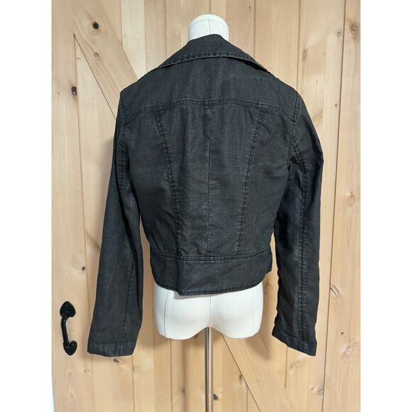 Cabi | Women's Coated Linen Moto Jacket Dark Brown | Size Medium - Picture 3 of 16